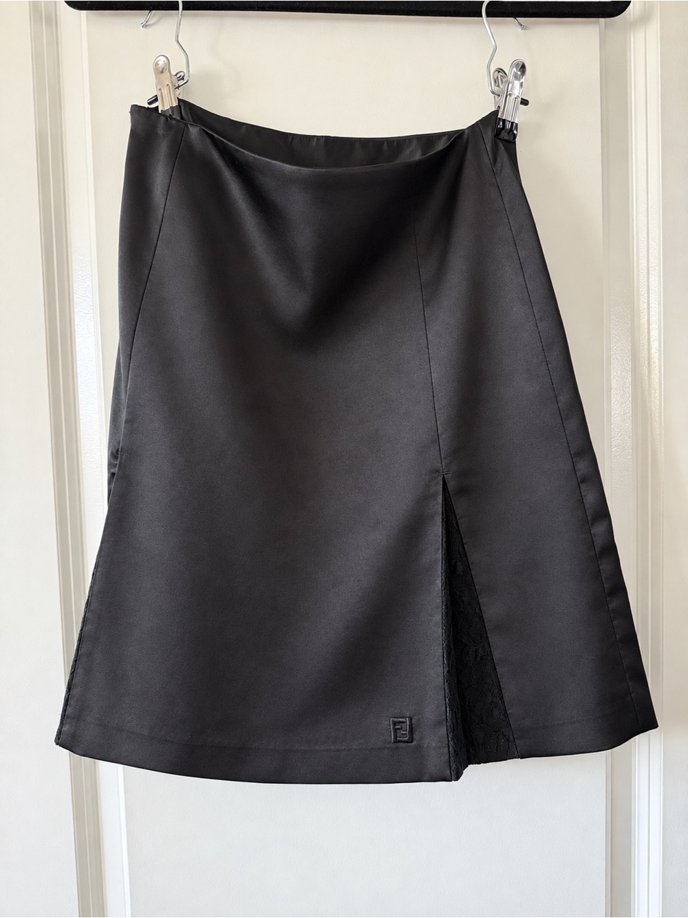 Fendi Black A-Line Skirt with Front Slit